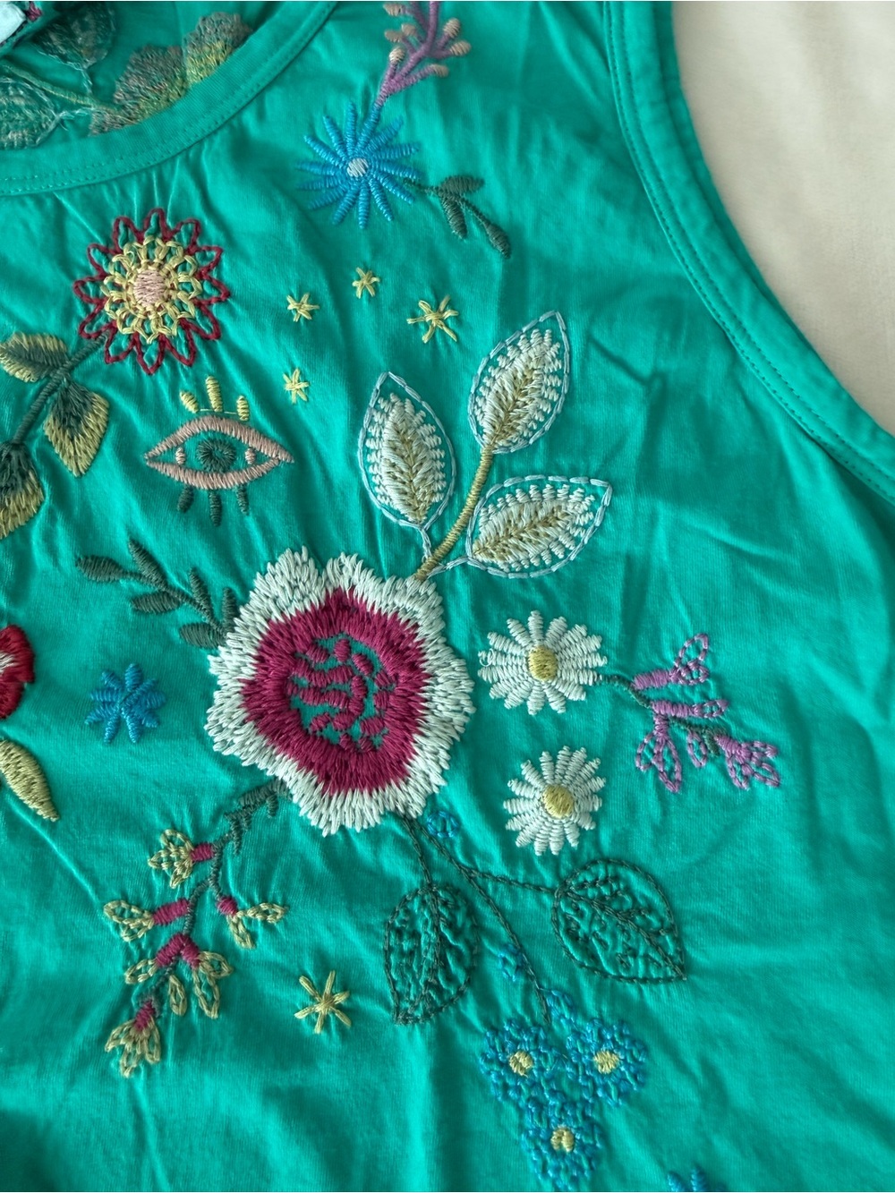 Johnny Was NEW Martine Embroidered Green Knit Tank Size XXL E07 Retail $118 - Picture 4 of 7